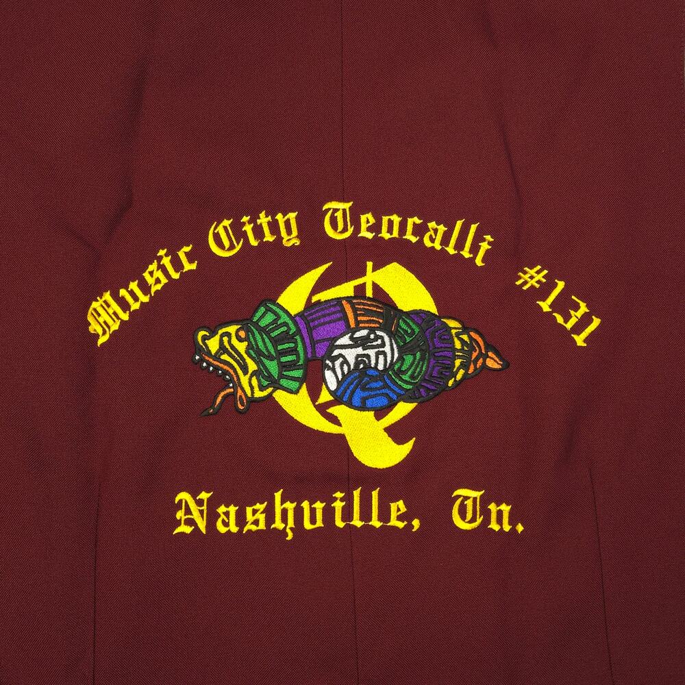 Music City Teocalli #131 Nashville TN Vest Maroon Large with Logo Pin